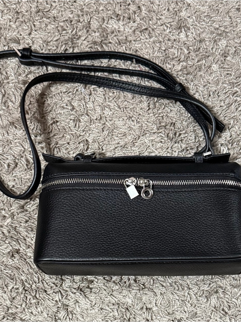 Mini Black Leather Crossbody Bag